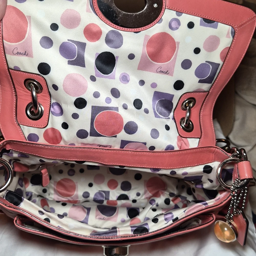 Coach Pink Leather Shoulder Bag with Chain Strap